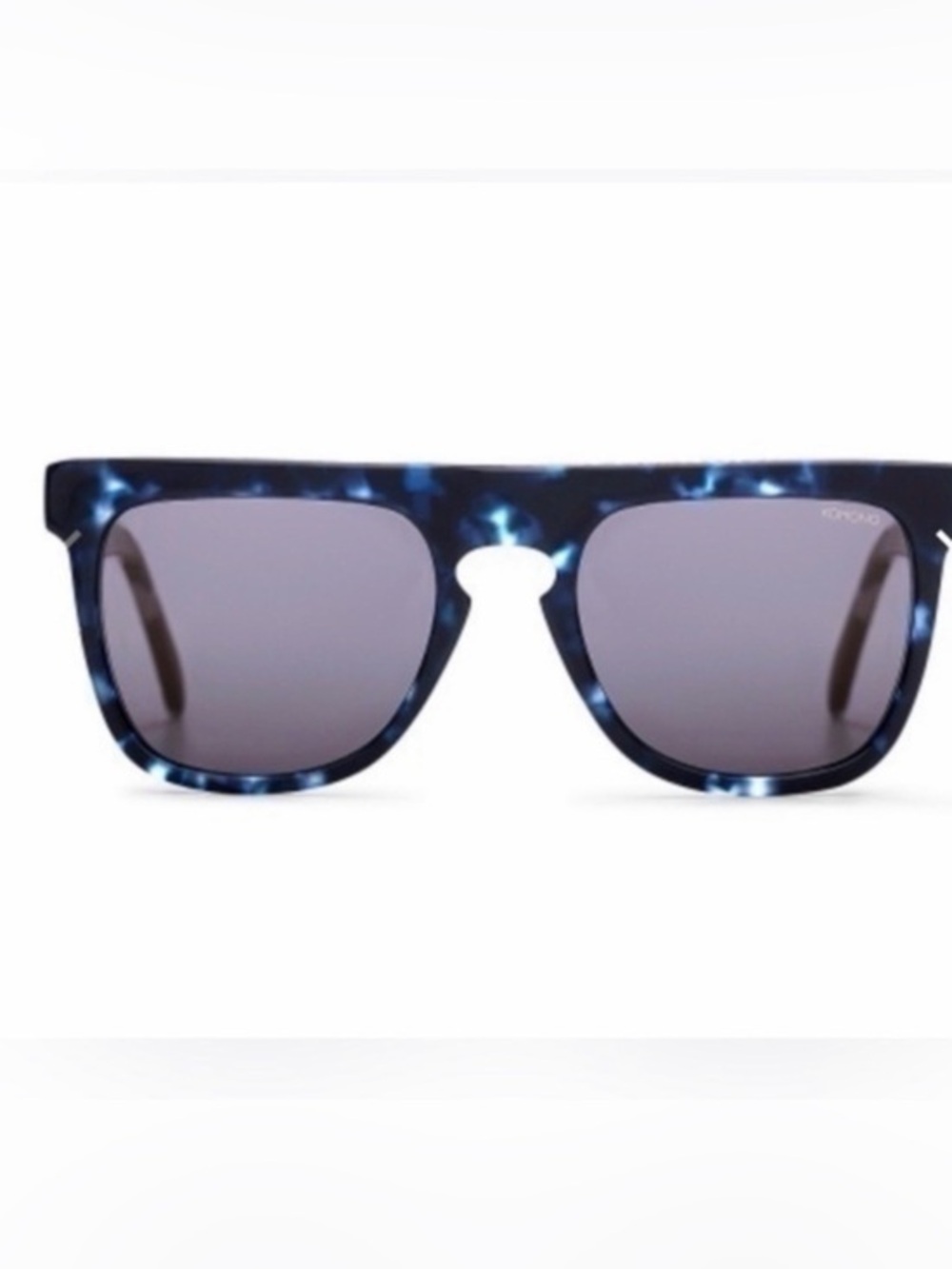 KOMONO Blue Tortoise Square Sunglasses NEW Flat Brow UV400